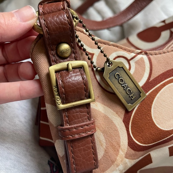 Vintage Coach brown Maggie 16505 Leather Madison OP Art Large Handbag FLAWED - Picture 6 of 15